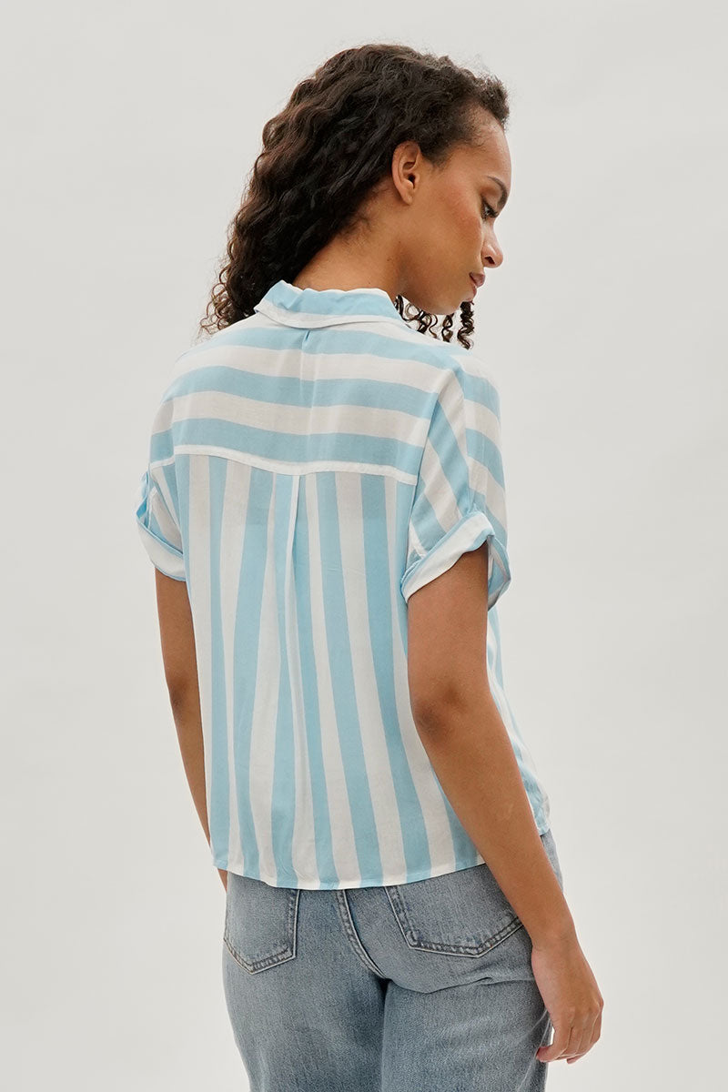 Stylexchange Vintage Striped Button Down Shirt - Blue - Womens Shirts & Blouses - Fairweather