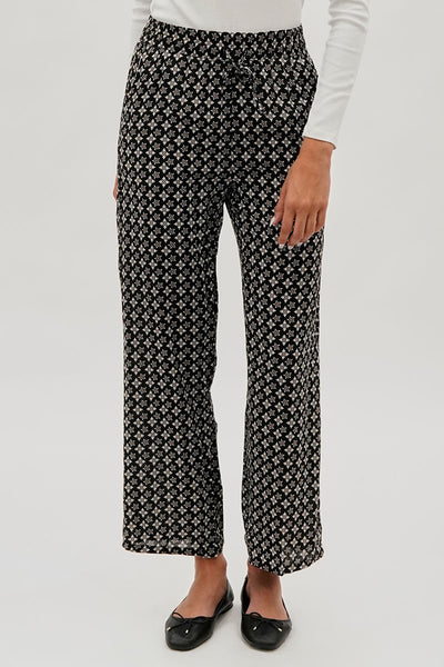 International INC Company Lattice Print Wide Leg Pants - Black - Womens Long Sleeve Tops - Fairweather