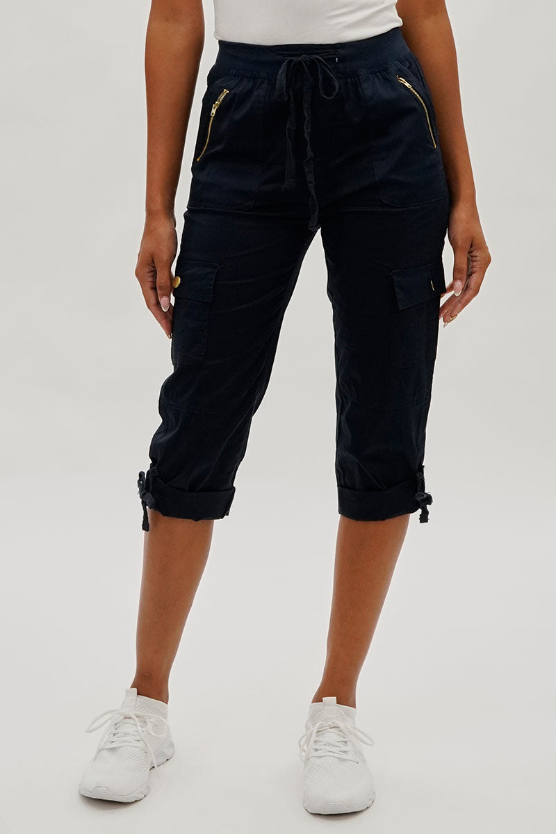 International INC Company Drawstring Cargo Capris - Navy - Womens Shorts & Capris - Fairweather