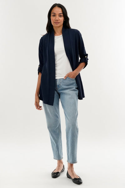 International INC Company Roll Up Sleeve Cardigan - Navy - Womens Cardigans - Fairweather