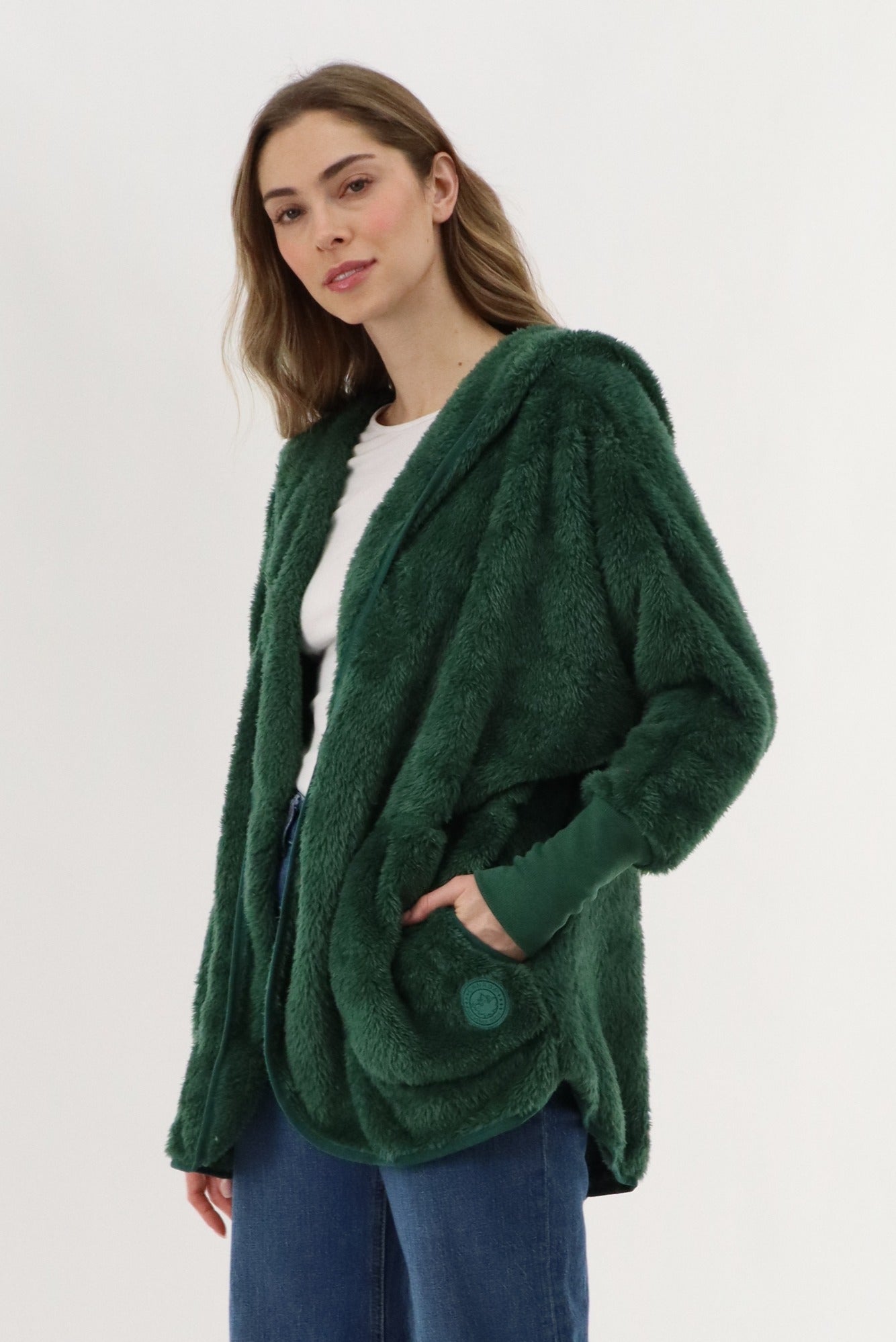 Canada Weather Gear Open Front Teddy Cardigan - Green - Womens Cardigans - Fairweather