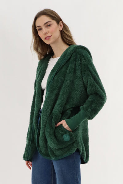 Canada Weather Gear Open Front Teddy Cardigan - Green - Womens Cardigans - Fairweather