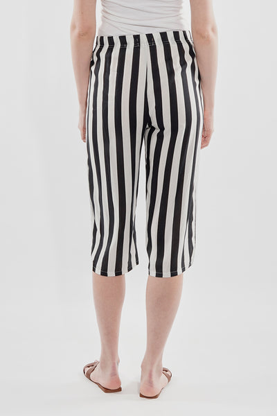 Stylexchange Striped Belted Culotte Pants - Black