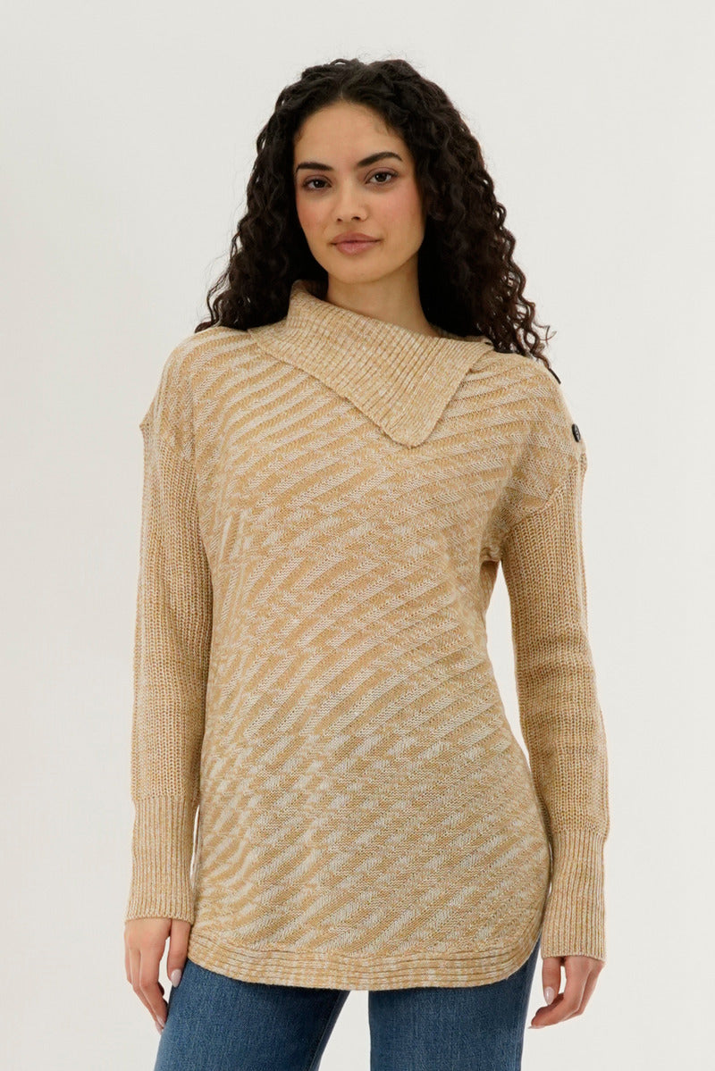 Beechers Brook High Neck Pullover Sweater - Beige - Womens Pullover Sweaters - Fairweather