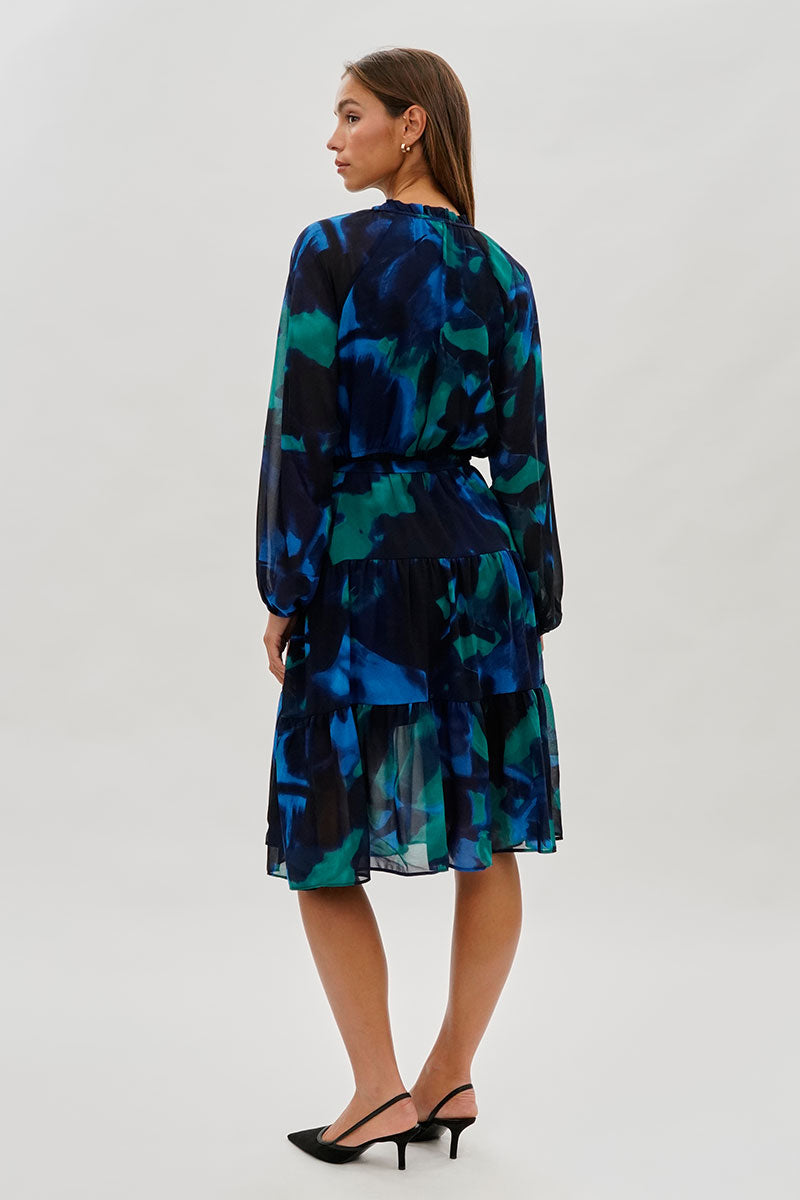 Costa Blanca Long Sleeve Belted Midi Dress - Navy - Womens Midi Dresses - Fairweather
