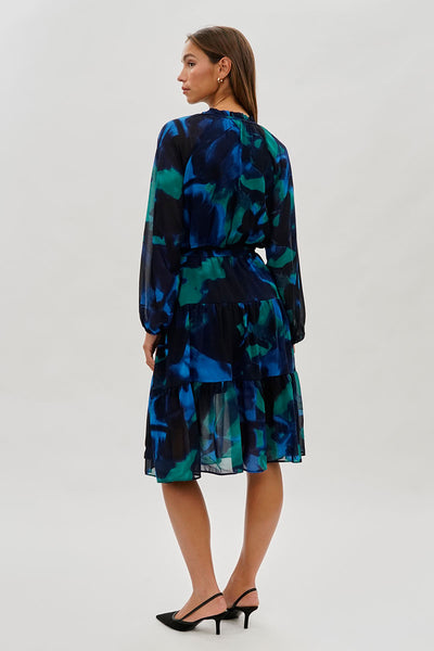 Costa Blanca Long Sleeve Belted Midi Dress - Navy - Womens Midi Dresses - Fairweather