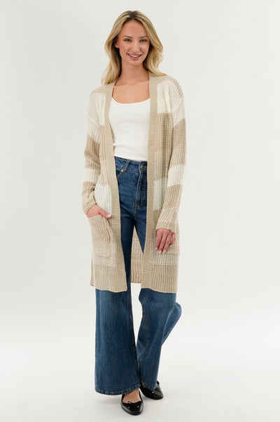 Stylexchange Striped Knit Cardigan - Beige - Womens Cardigans - Fairweather