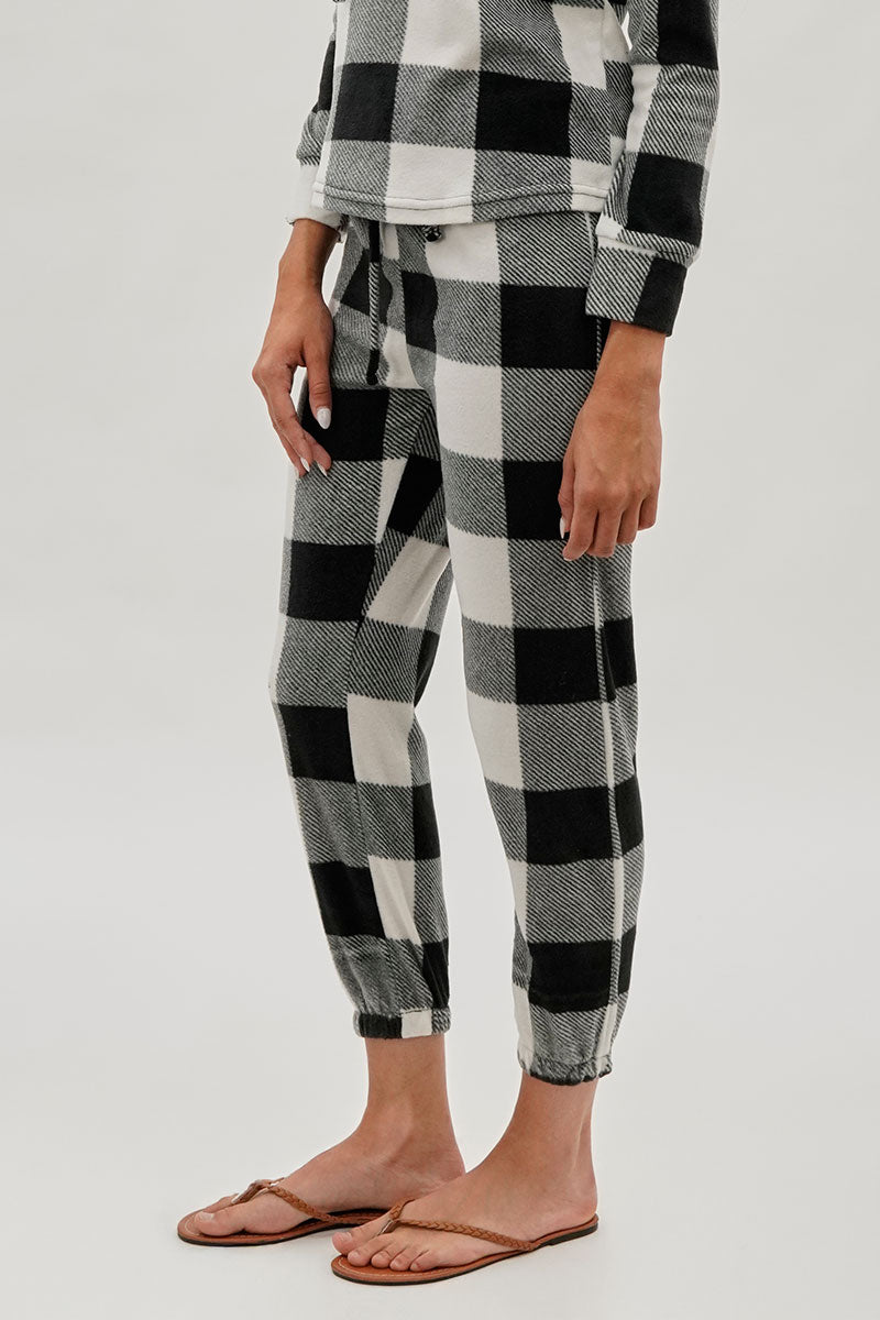 Canada Weather Gear Plaid Jogger Pajama Pants - White - Womens Pajamas - Fairweather