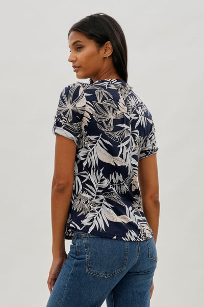 International INC Company Floral Short Sleeve Blouse - Navy - Womens Shirts & Blouses - Fairweather