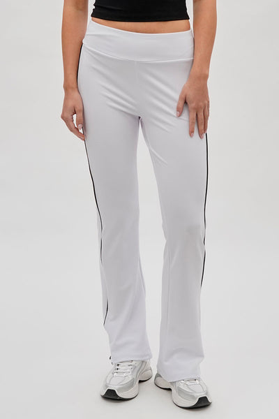 Super Triple Goose Side Piping Detail Active Pants - White - Womens Pants - Fairweather