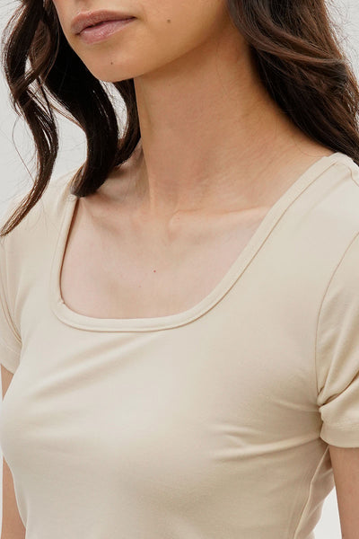 Costa Blanca Square Neck Tee - Beige - Womens Tees & Tank Tops - Fairweather