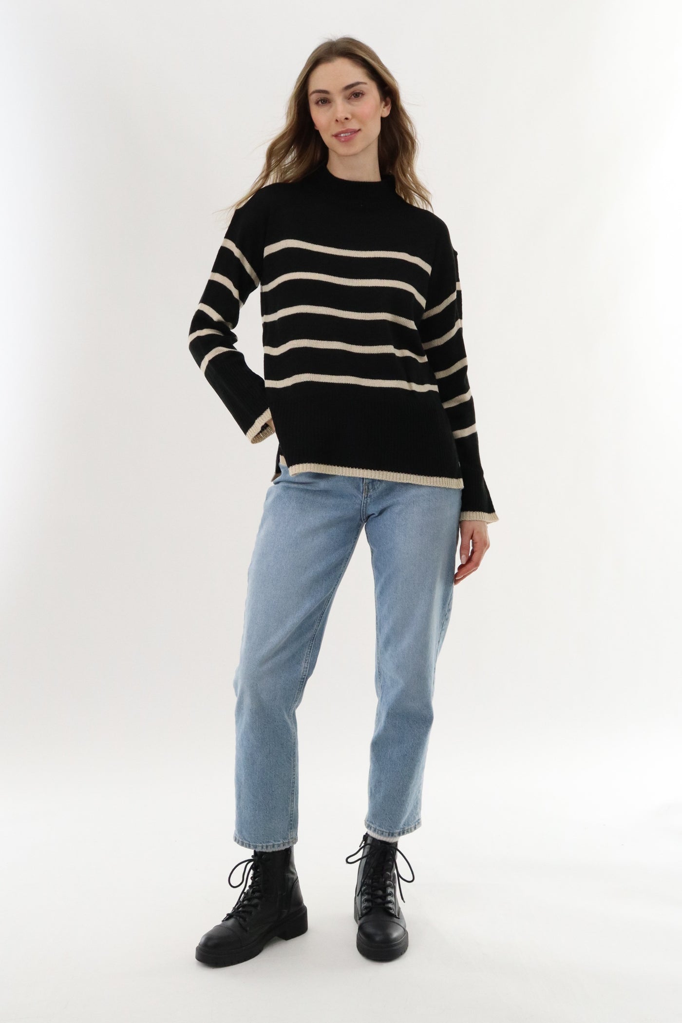 Beechers Brook Striped Knit Pullover Sweater - Black - Womens Pullover Sweaters - Fairweather