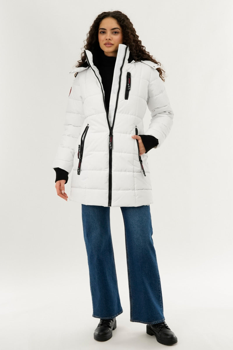 Canada Weather Gear Square Quilted Parka Jacket - White - Womens Parka Jackets - Fairweather