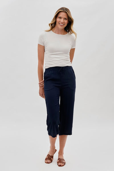 International INC Company Cropped Tie Waist Pants - Navy - Womens Pants - Fairweather