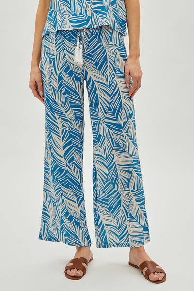 International INC Company Leaf Print Wide Leg Pants - Blue - Womens Pants - Fairweather