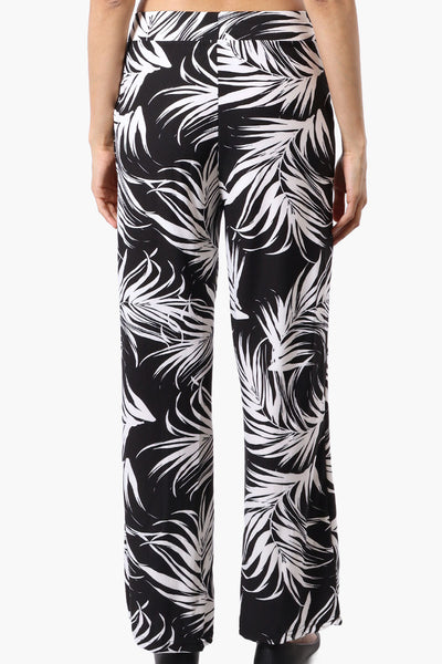Beechers Brook Leaf Print Wide leg Pants - Black - Womens Pants - Fairweather