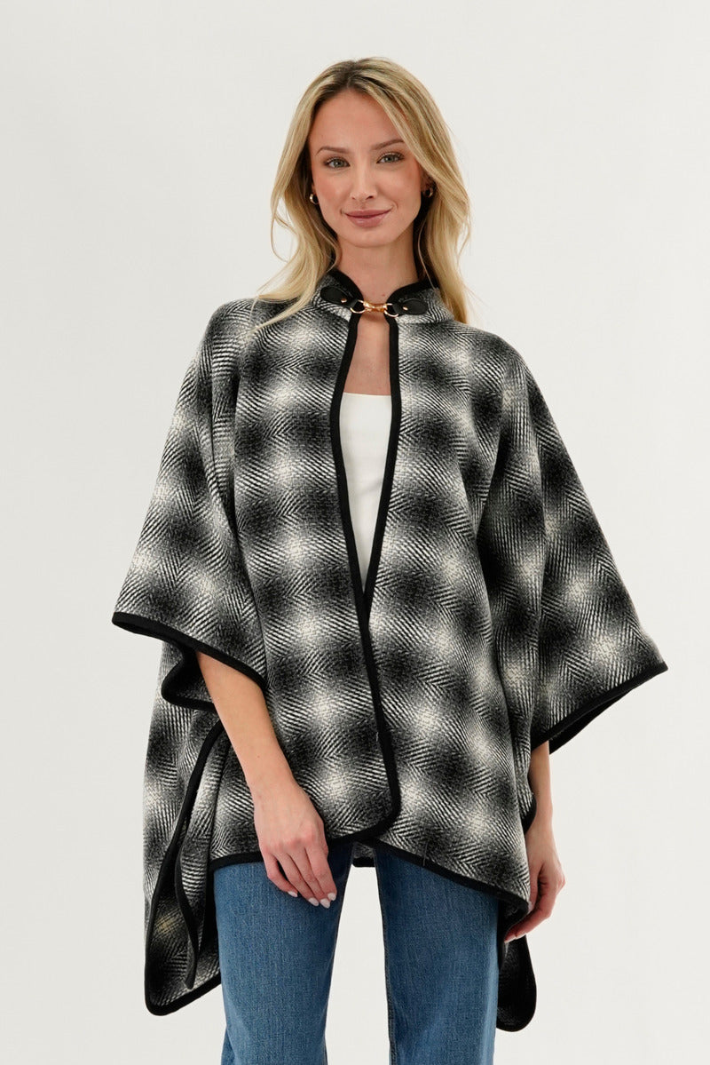 Canada Weather Gear Plaid Poncho - Grey - Womens Ponchos - Fairweather