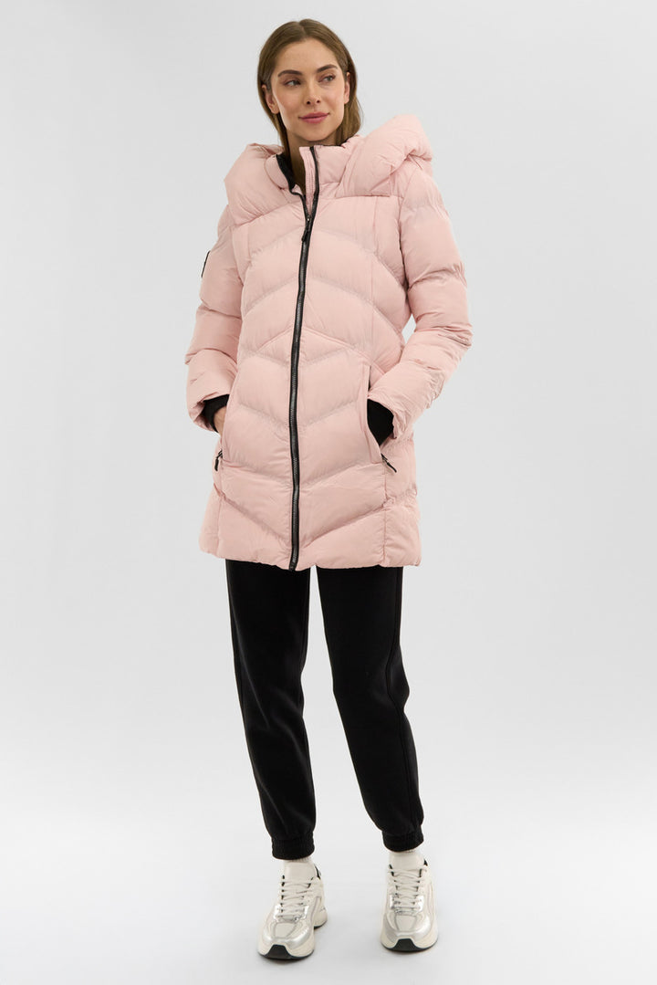 Canada Weather Gear Chevron Quilted Parka Jacket - Pink