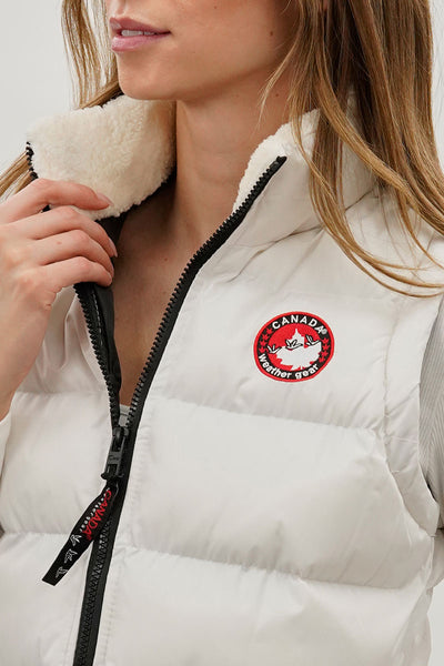 Gilet matelassé Canada Weather Gear à col doublé polaire – Blanc