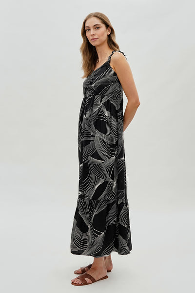 Beechers Brook Ruched Strap Maxi Dress - Black - Womens Maxi Dresses - Fairweather