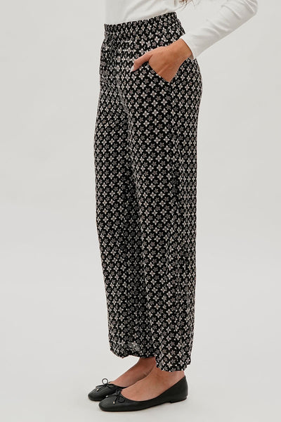 International INC Company Lattice Print Wide Leg Pants - Black - Womens Long Sleeve Tops - Fairweather