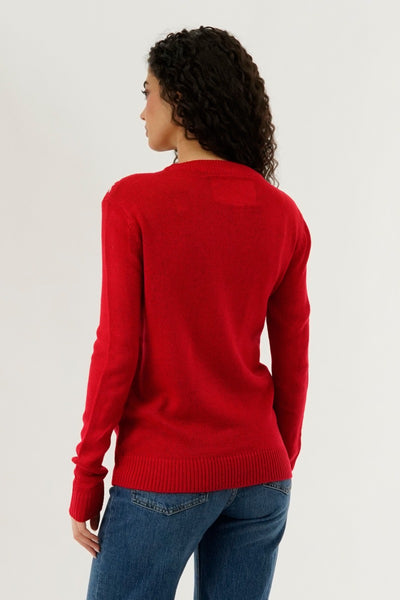 Festive Snowflake Christmas Sweater - Red - Womens Christmas Sweaters - Fairweather