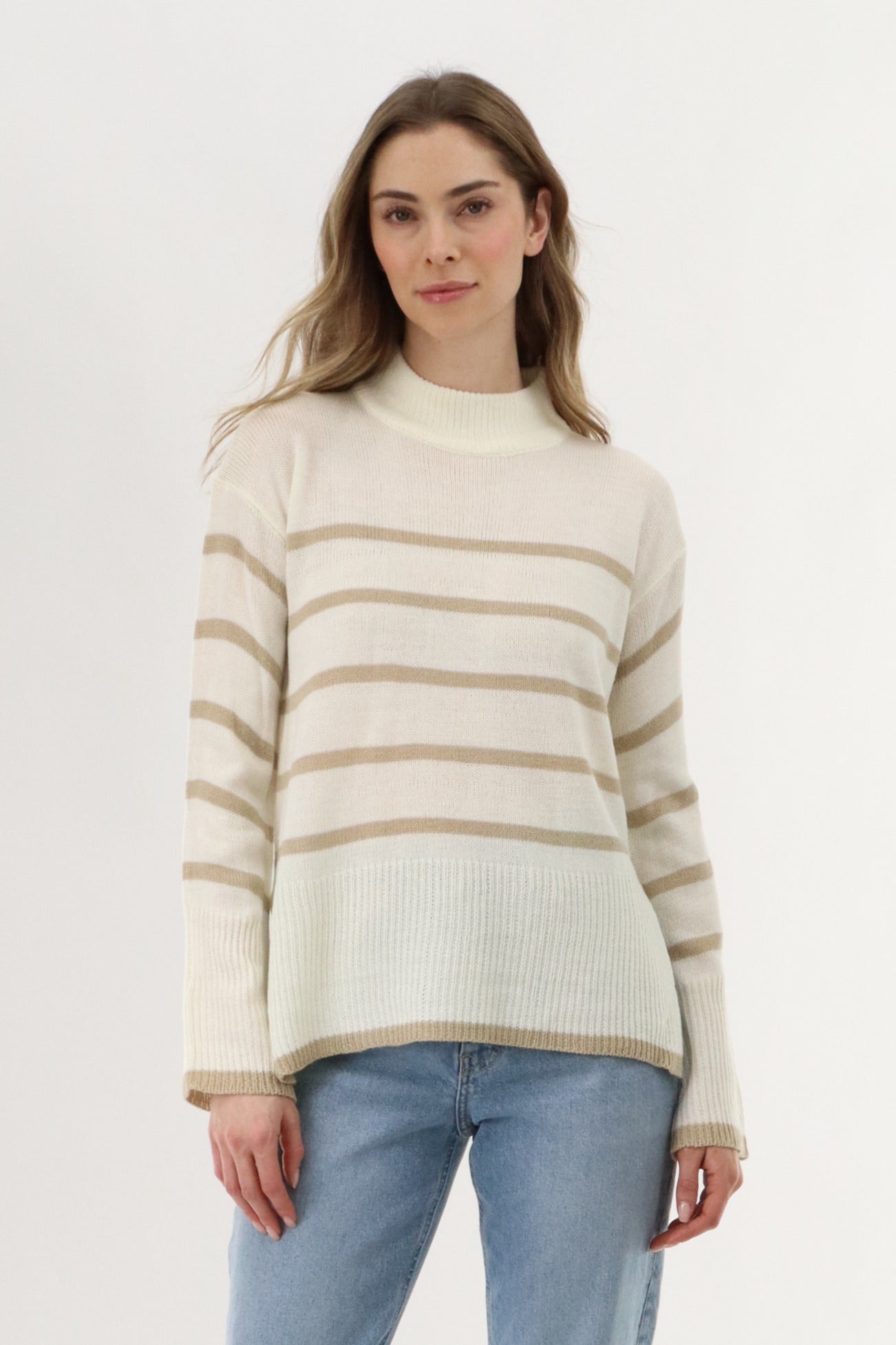 Beechers Brook Striped Knit Pullover Sweater - Cream - Womens Pullover Sweaters - Fairweather