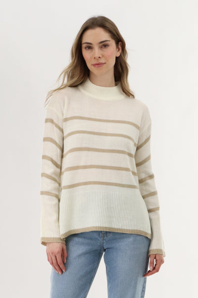 Beechers Brook Striped Knit Pullover Sweater - Cream - Womens Pullover Sweaters - Fairweather