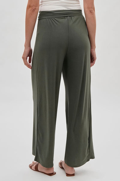 Costa Blanca Wide Leg Fold Over Pants - Olive - Womens Pants - Fairweather