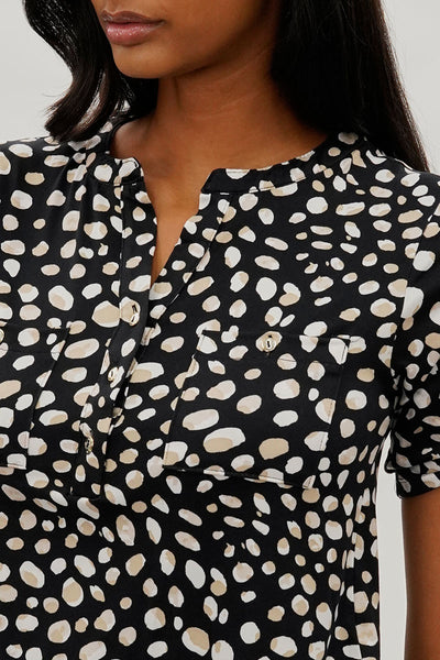 International INC Company Patterned Short Sleeve Blouse - Black - Womens Shirts & Blouses - Fairweather