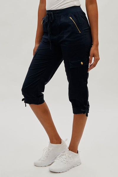 International INC Company Drawstring Cargo Capris - Navy - Womens Shorts & Capris - Fairweather