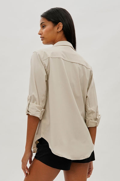 Canada Weather Gear Button Up Ripstop Utility Shirt - Beige - Womens Shirts & Blouses - Fairweather