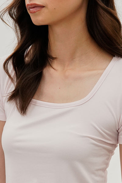 Costa Blanca Square Neck Tee - Blush - Womens Tees & Tank Tops - Fairweather
