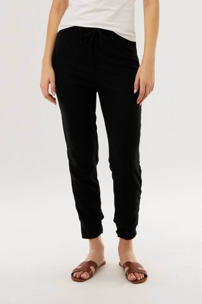 International INC Company Waffle Knit Joggers - Black - Womens Joggers & Sweatpants - Fairweather