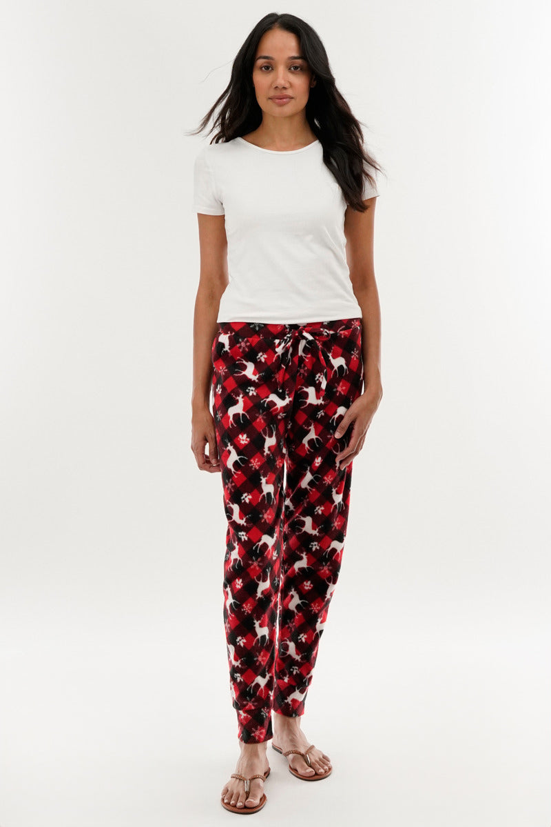 Canada Weather Gear Festive Print Pajama Pants - Red - Womens Pajamas - Fairweather