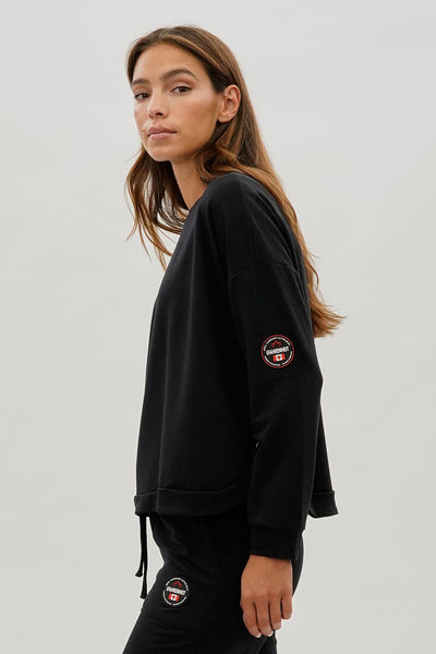 Pull Fahrenheit à épaules tombantes et boutons latéraux - Noir