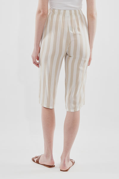 Stylexchange Striped Belted Culotte Pants - Beige - Womens Pants - Fairweather