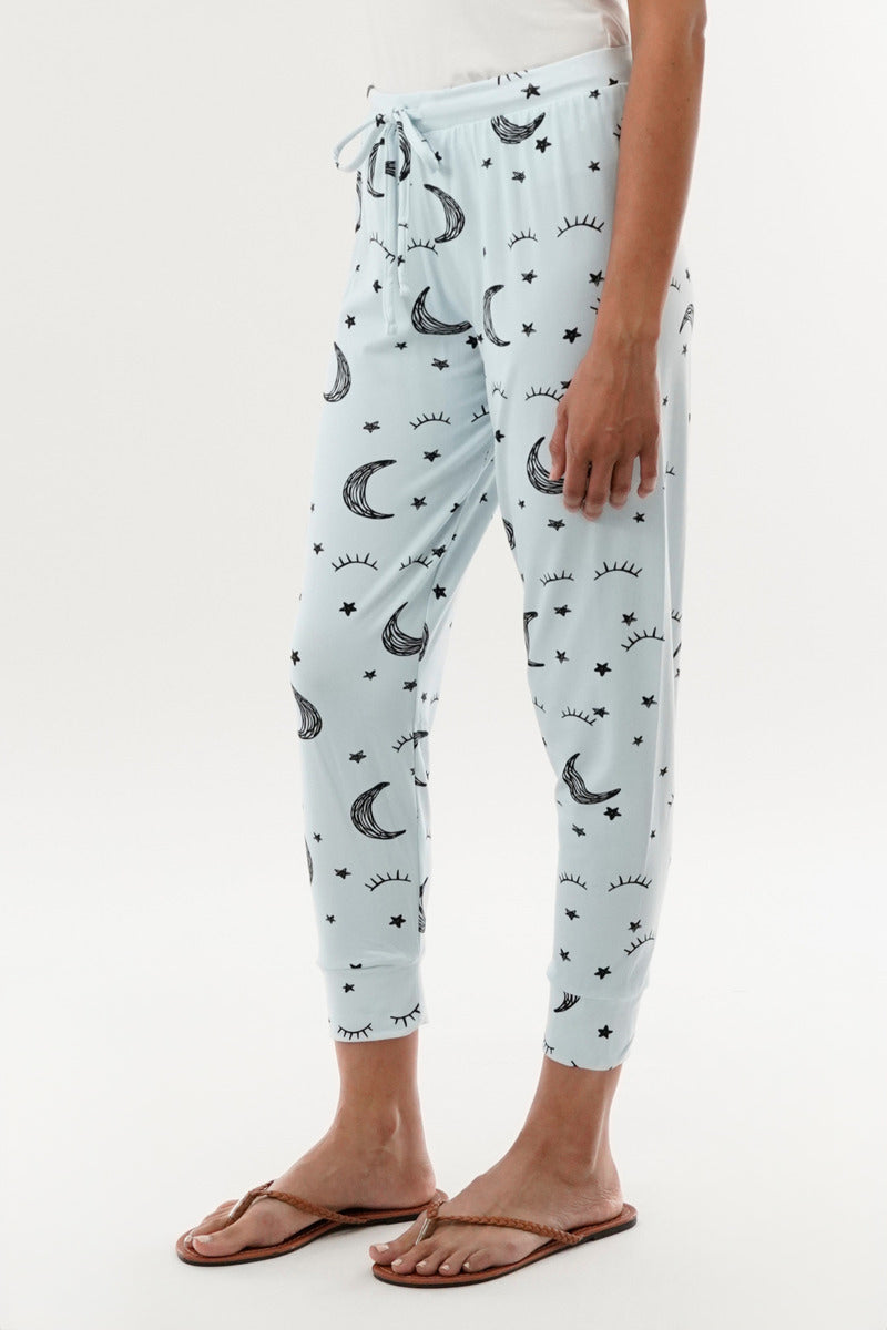 Canada Weather Gear Moon Print Tie Waist Pajama Pants - Blue - Womens Pajamas - Fairweather