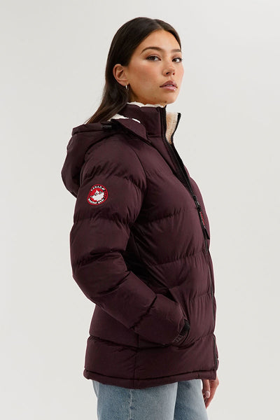 Canada Weather Gear Sherpa Lined Collar Bomber Jacket - Burgundy - Womens Bomber Jackets - Fairweather