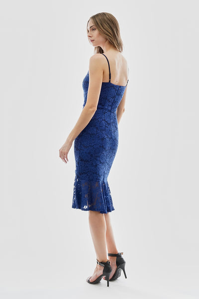 Costa Blanca Floral Lace Flounce Hem Cocktail Dress - Blue - Womens Cocktail Dresses - Fairweather