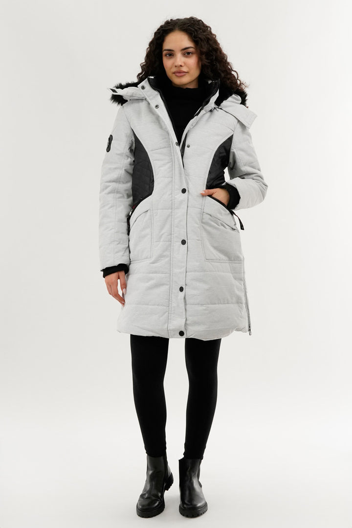 Canada Weather Gear Womens Coat Canada Canada Weather Gear Vegan Leather  Insert Parka Jacket Stone