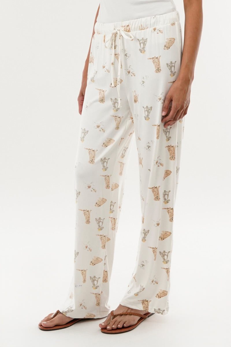 Canada Weather Gear Dog Print Wide Leg Pajama Pants - Beige - Womens Pajamas - Fairweather