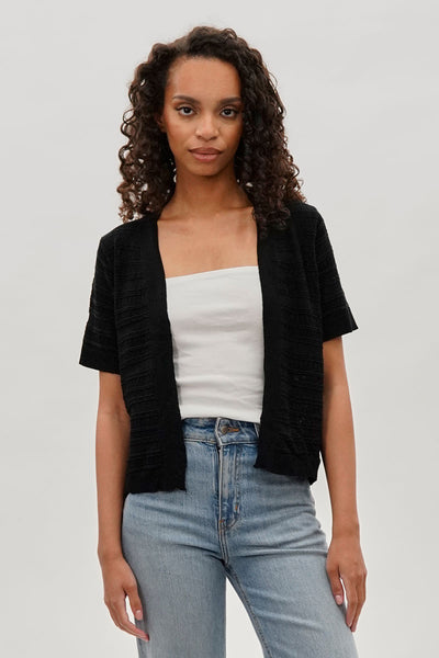 Beechers Brook Short Sleeve Knit Cardigan - Black - Womens Cardigans - Fairweather