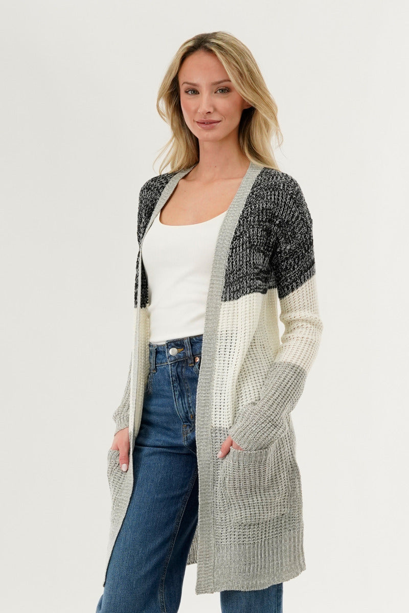 Stylexchange Colour Block Knit Cardigan - Black - Womens Cardigans - Fairweather