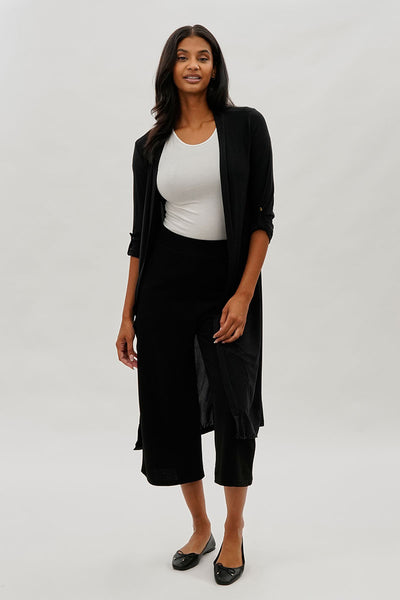 Limite Open Front Lightweight Duster Cardigan - Black - Womens Cardigans - Fairweather