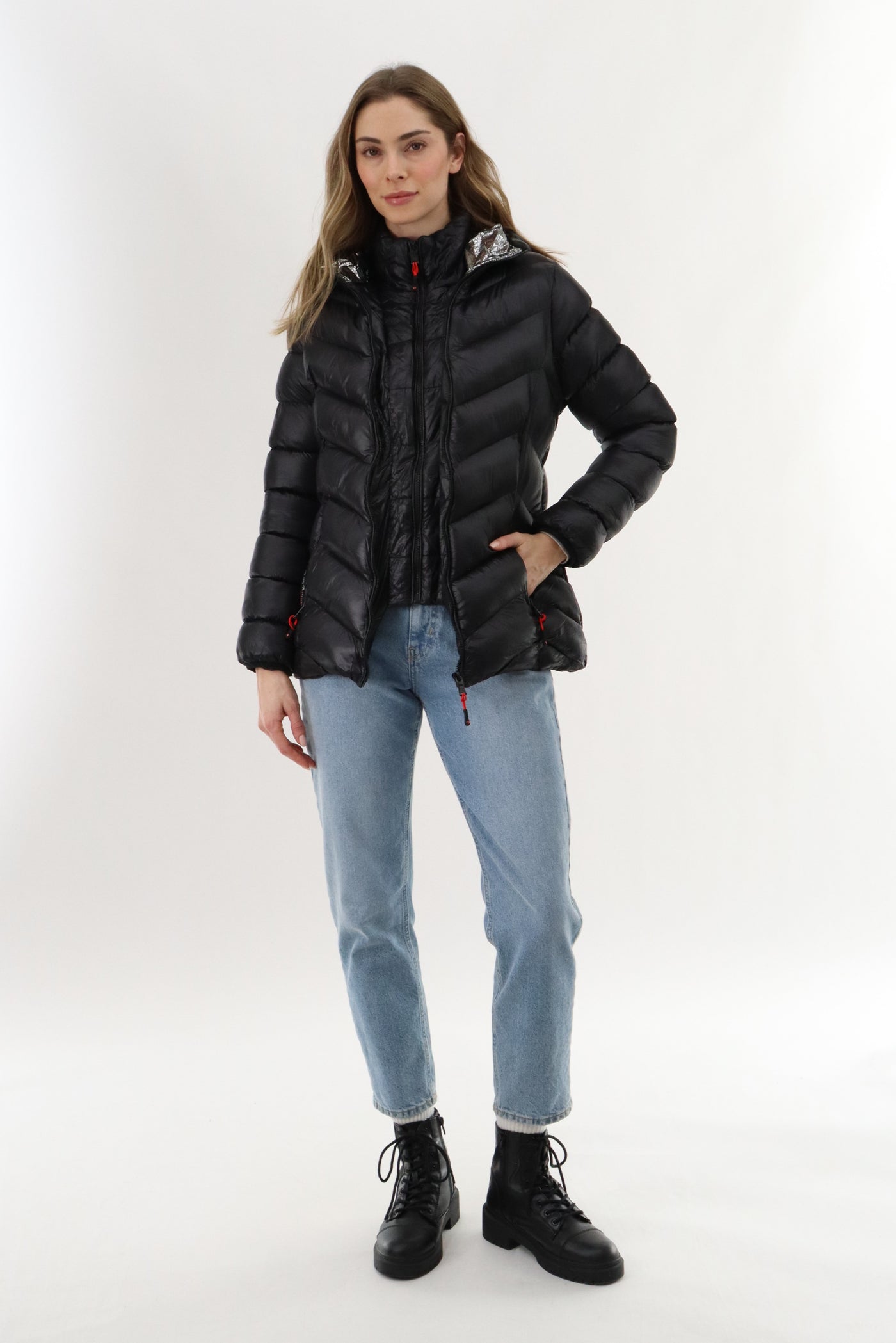 Canada Weather Gear Quilted Puffer Double Zip Bomber Jacket - Black - Womens Bomber Jackets - Fairweather