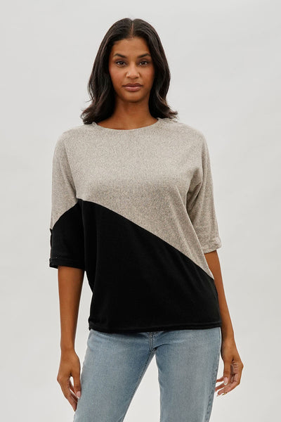 International INC Company Diagonal Colour Block Tee - Beige - Womens Tees & Tank Tops - Fairweather