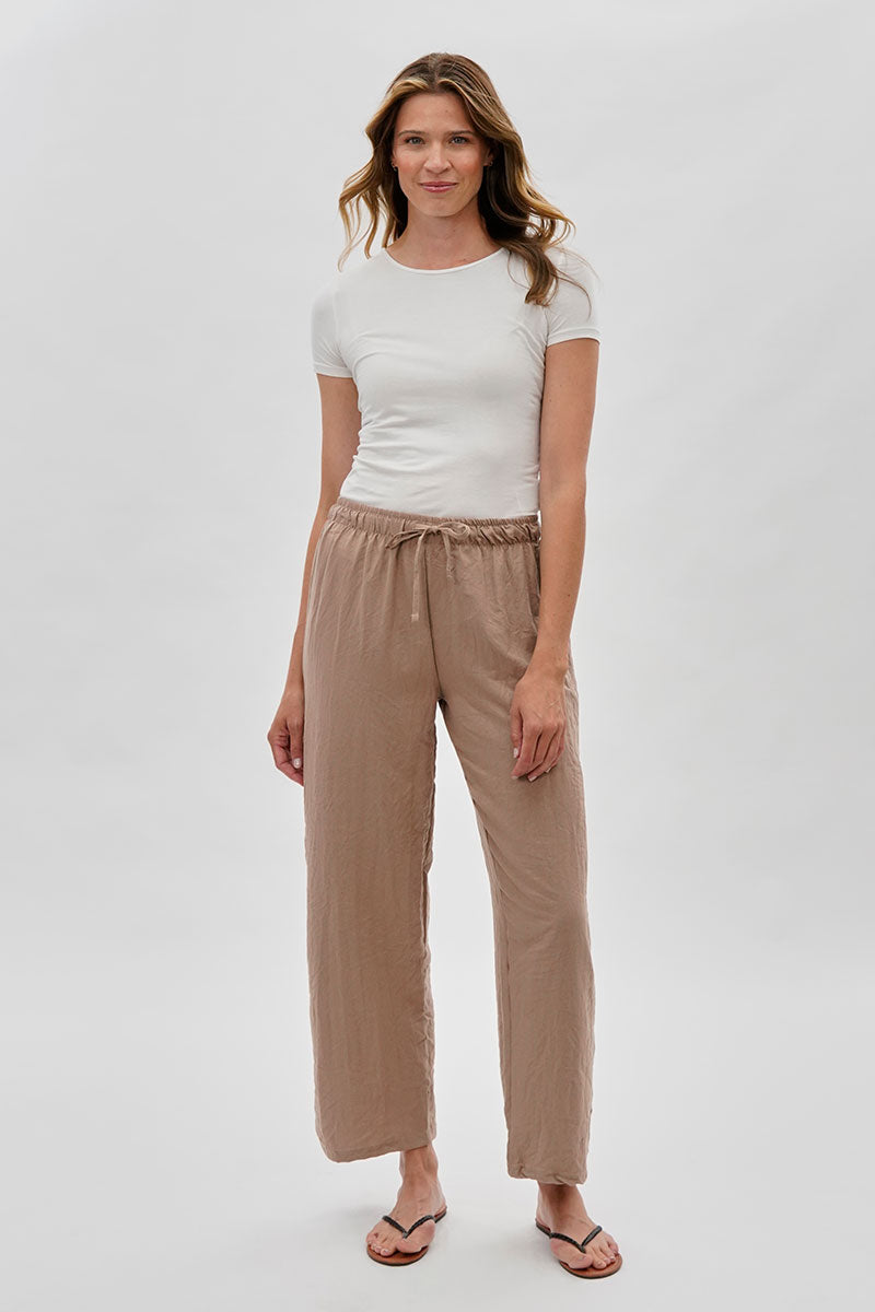 Runaway Bay Wide Leg Tie Waist Pants - Beige - Womens Pants - Fairweather