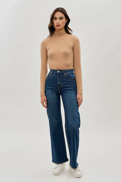 Magazine Cinched Side Turtleneck Long Sleeve Top - Cream - Womens Long Sleeve Tops - Fairweather