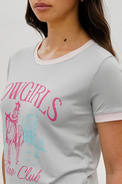 Stylexchange Vintage Cowgirl Graphic Ringer Tee - Grey - Womens Tees & Tank Tops - Fairweather